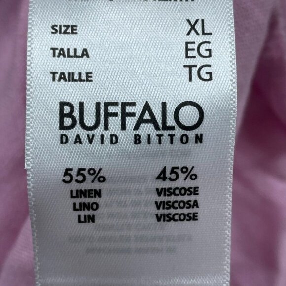 Buffalo David Bitton Pink Linen Viscose Shirt XL Short Sleeve a1522 - Picture 6 of 8